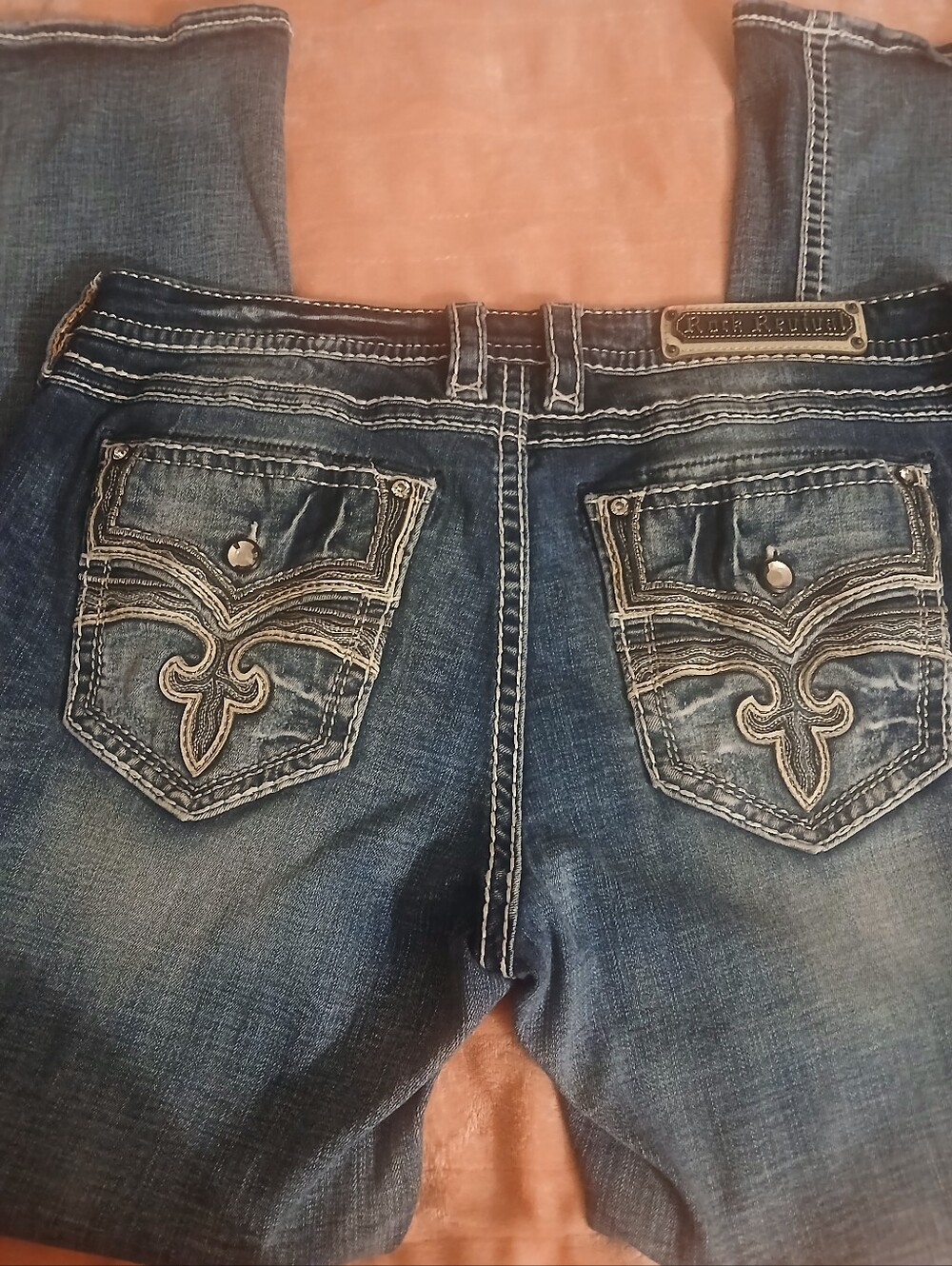 Rock Revival Womens Blue Embroidered Back Pocket Jeans